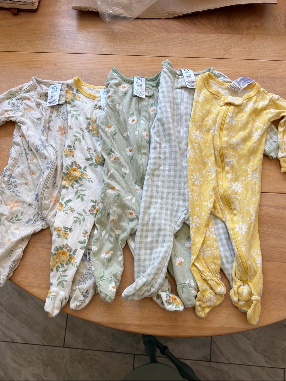 Gerber Baby Footie Sleepers - Yellow, Green, Gray, Blue, Cream